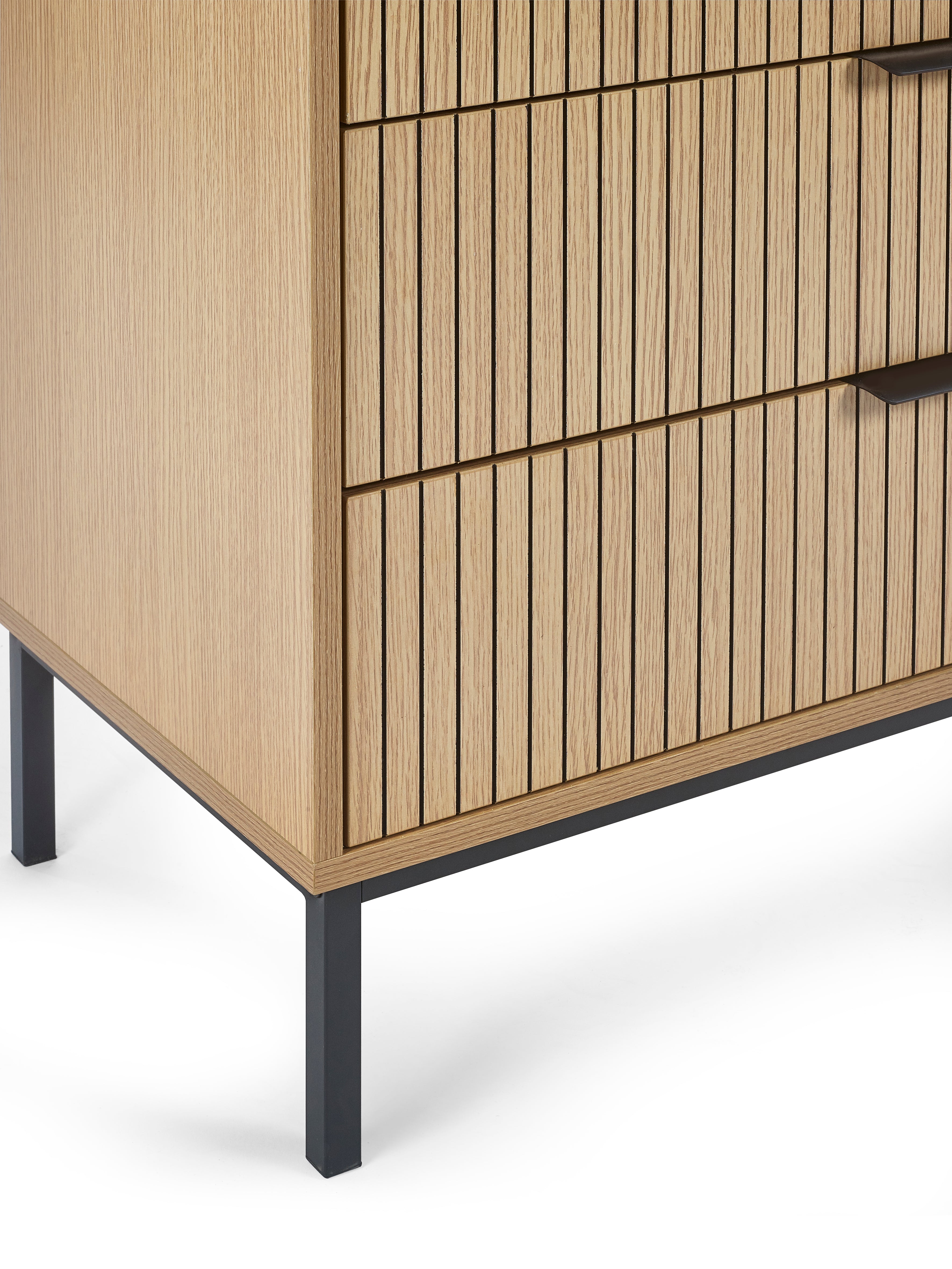 Arya Slatted Oak Wood Chest of Drawers | 5 Drawers